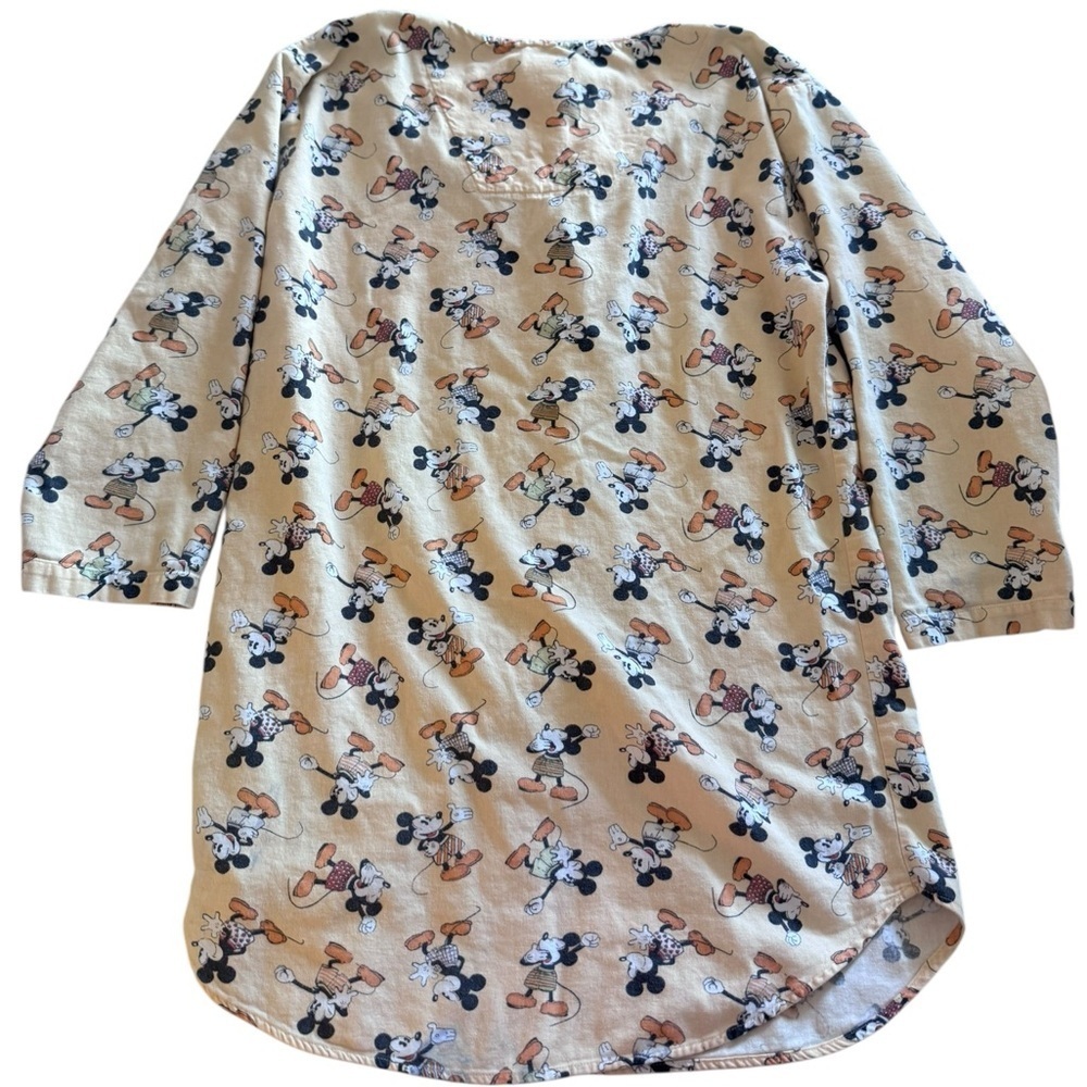 Vintage Walt Disney Word Mickey Mouse Flannel Yellow Nightgown - Picture 3 of 7